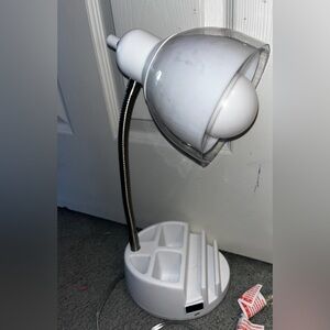White Desk Lamp with Organizer